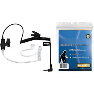 RHF 617-1N 3.5mm RECEIVER/LISTEN ONLY  Headset Earpiece with Clear Acoustic Coil Tube Earbud Audio Kit For Two-Way Radios, Transceivers and Radio Speaker Mics Jacks , Black