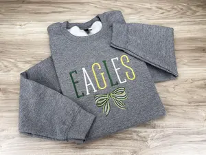 Embroidered Mascot Name Crewneck Sweatshirt, College University Shirt, High School Sweatshirt, Sorority Gift, Spirit Wear