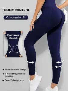 Women's Seamless Workout Leggings - Slim-Fit Yoga Pants with Tummy Control, Butt Lifting, Waist Shaping, Breathable Soft Non-Pilling Fabric, Side Ribbed Stripes, Ideal for Fall Winter Gym Fitness (Leggings Women)