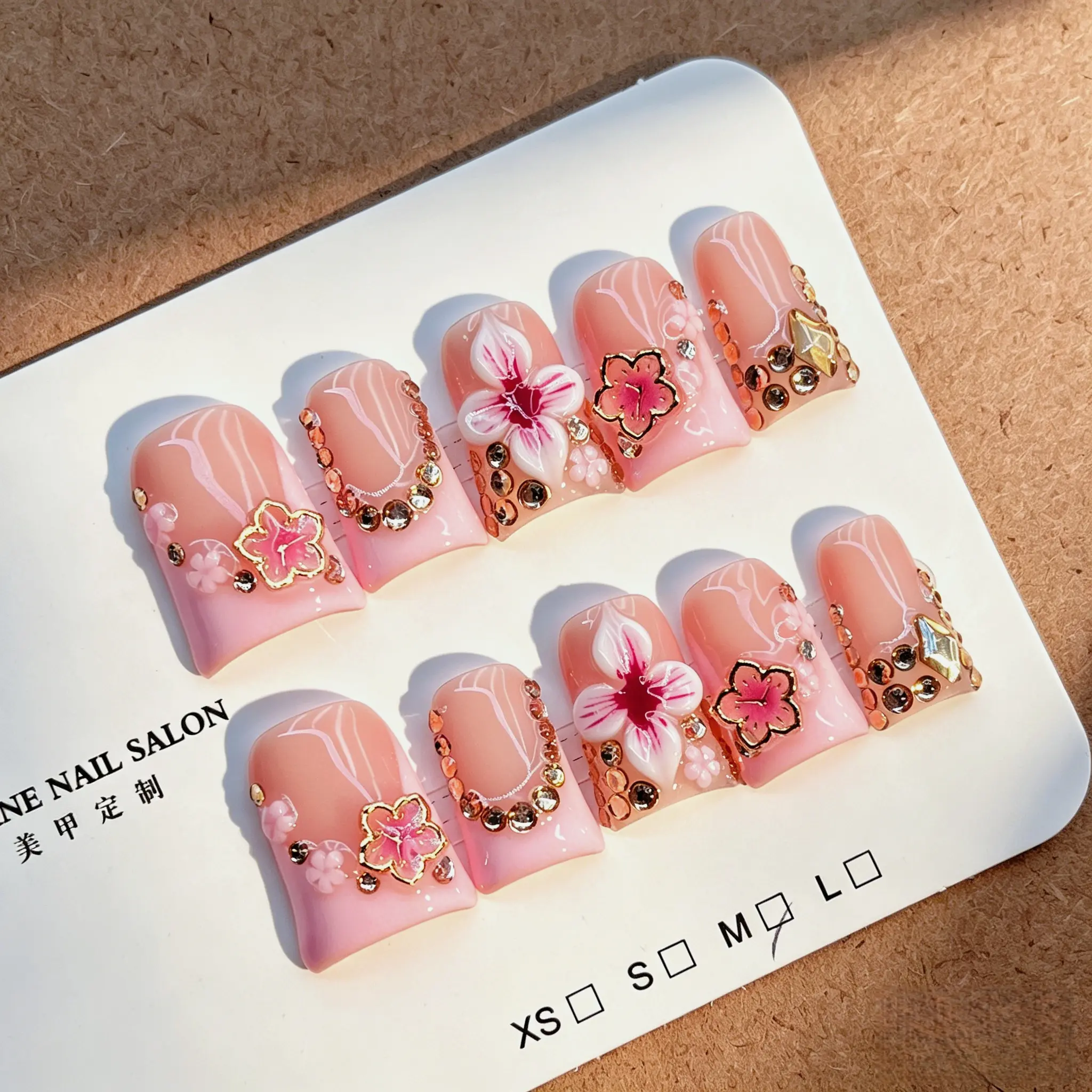 10 pcs Handmade Press on Nails 3D Floral Pink French Tips, Duck Nails, Y2K Baddie Style, Nude And White Color with French Tips, Bow & Floral Design, Suitable for Women, Includes Tools Arcylic nails,Spring Summer nails