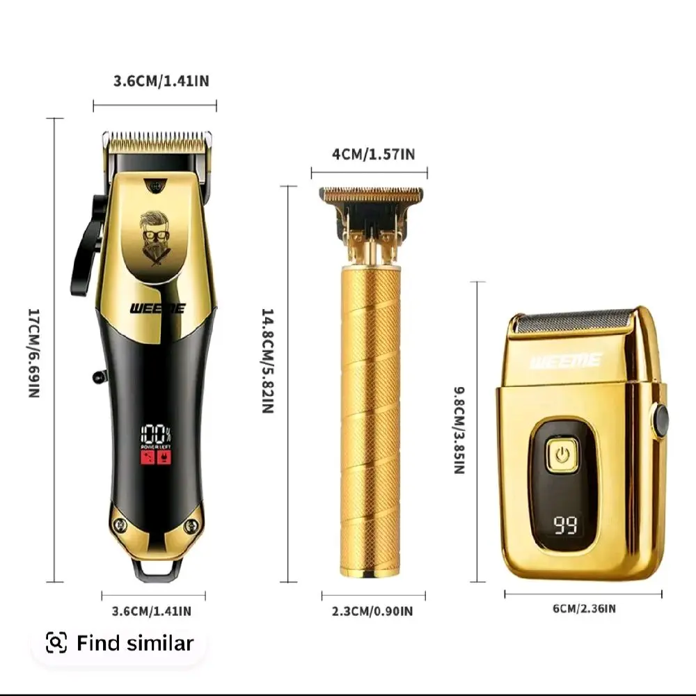 3-Piece Professional Blonde Hair Clipper & Trimmer Kit for Men USB-Rechargeable Barber Set with LCD Display Adjustable Blade Hair Clippers and Professional Men's Trimmer Smooth