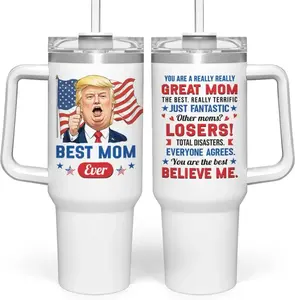 Best Mom Ever Trump Tumbler 40oz, Funny Political Gift for Mom, Stainless Steel Insulated Travel Cup, MAGA Supporter Drinkware, Mother’s Day Novelty Mug