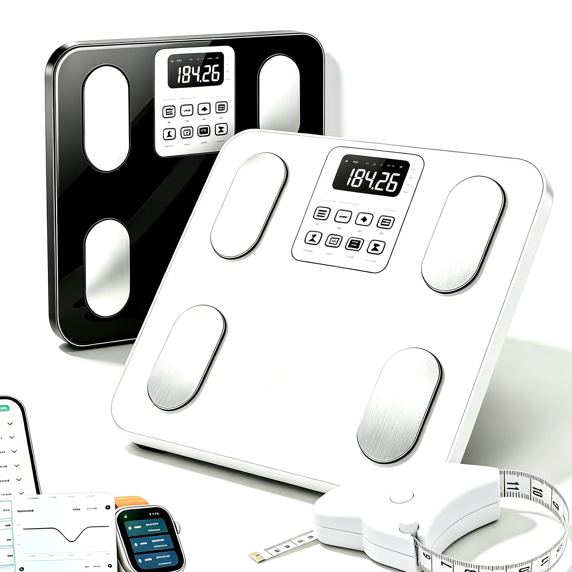 New Smart Scale for Body Weight, BMI Weighing Body Fat Scale with Smartphone App, Accurate Body Composition Scale, Body Age Check, Compact Size, 400lb, Healthcare, Gym, Diet, Sports Smartscale