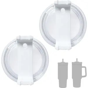 2 Pack 40 OZ Tumbler Lid Compatible for  Quencher, Spill Proof Splash Resistant Stainless Steel Tumbler Covers Fit for  and  Coffee Mugs (White, 40oz-1.0)
