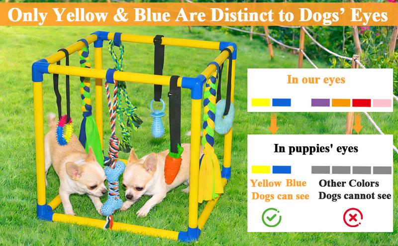 Puppy Play Gym with 8 Hanging Toys for Teething &Chewing, Interactive Activity Center for Small Dogs to Relieve Boredom & Anxiety, Indoor Enrichment Toys to Keep Them Busy