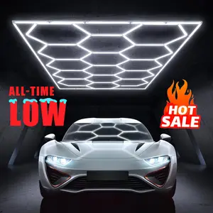 HYPERLITE offers Hexagon Garage Lights, a hexagon led lights Ceiling system designed for Grid Systems. Cool White light, ideal for Car Detailing Garages, Workshops, Basements, Barbershops，Adjustable Lighting Options，memorialday summervibes