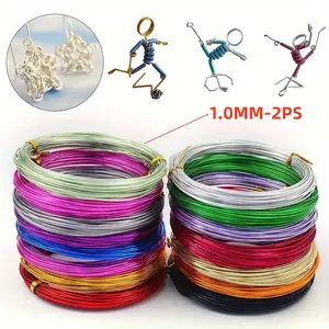 2 Piece Set 787.4 Inches Thick 1mm Non-Stretch Woven Aluminum Wire, Bendable Metal Wire for DIY Jewelry and Crafts, Eco-Friendly Colored Aluminum Wire