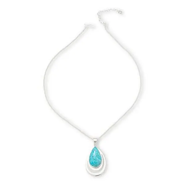 Mine Finds by Jay King Sterling Silver Heavenly Well Lake Turquoise Pendant w/Chain