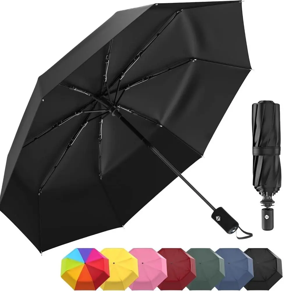 Rain Companion Windproof Compact Umbrella, Automatic Open-Close, Reinforced Glass Fiber Frame, Portable Foldable Travel Umbrella for Men and Women, Wind Resistant Umbrella, Automatic Folding Umbrella, Rainproof Umbrella, Portable Outdoor Umbrella
