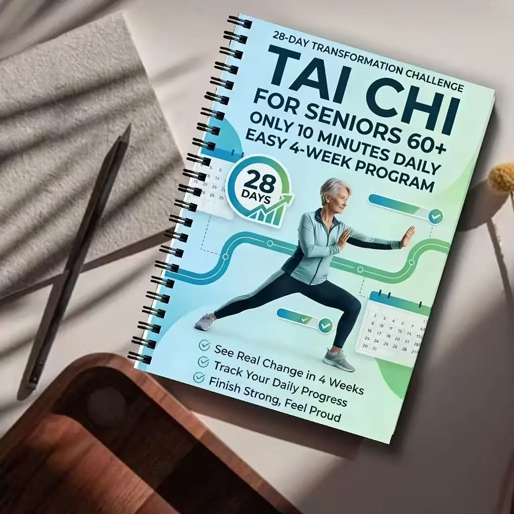 Tai Chi Beginner Training Manual for Seniors, Low-Intensity 28-Day Plan, Improves Health and Vitality, Easy to Follow Guide, Spiral Bound Planner