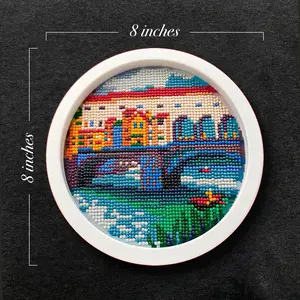 Bridge Diamond Art Kit, Landscape Diamond Art Kit, Home Decor, 5D Diamond Painting, Wall Decor, DIY Diamond Art, Diamond Art with Frame, Round Frame, Handmade Craft, Best Gift, Birthday Gift, Wall Art for Home Living Room Bedroom