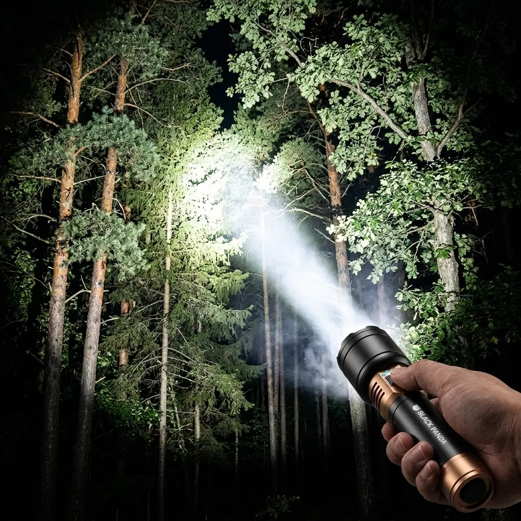 Premium Aluminum Alloy Tactical Flashlight, High-Intensity Ultra Bright Handheld Searchlight with Mechanical Telescopic Zoom & Dual-Way Type-C Charging