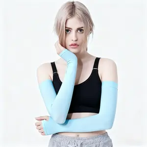 2 Pairs Blue UV Sun Protection Arm Sleeves, UPF 50+ for Men, Women & Youth, Compression Cooling Football Sleeves, Ideal for Outdoor Activities Cooling UPF 50 UV Sun Sleeve basketball  gear Breathable Material