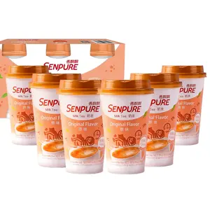 XIANGPIAOPIAO SENPURE Instant Milk Tea Kit with Milk Tea Powder DIY Sugar Pack Nata de Coco Serve Cold or Hot Drinks (Original Flavor 6 Pack)