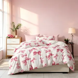 Princess Style Butterfly Print Bedding Set, 3-Piece (Include 1*Duvet Cover, Without Duvet Insert,2 *Pillowcases, Without Pillow Core) Soft Fabric, Detachable Zipper, Perfect Gift for Girls