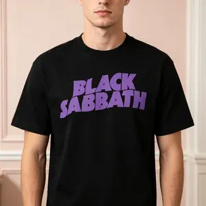 Vintage Rock Band Graphic Tee  Men – Black Sabbath Oversized T-Shirt  Streetwear & Fall Outfits Fabric Menswear for
