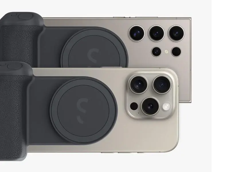 ShiftCam SnapGrip Cellphone Handle - Mobile/Smartphone Camera Grip with Magnetic Mount, Wireless Shutter Button, Built-in Power Bank, Qi Wireless Charging, Tabletop Dock - Compatible with iPhone & Android Devices - Midnight