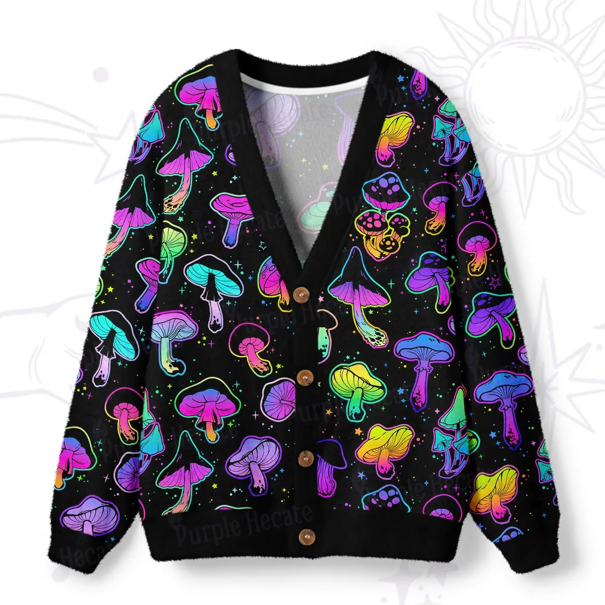 Mushroom Party Ugly Cardigan Sweaters