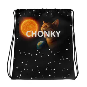 CHONKY SPACE TRAVELER CAT - drawstring bag