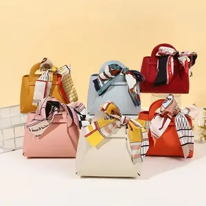 10PCS Distribute Leather Pink  Bags Wedding Favour Bag for Guest Mini Handbag with Ribbon Candy Packaging Box Party Decor