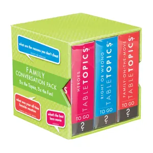 TableTopics Family Conversation Pack  - 120 Conversation Cards for Family Connection, Engaging Kids at Dinner Table or on Roadtrips, Boxed Set of 3 Topics