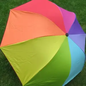 rainbow Folding Umbrella Women's Men's Manual Popular Triple Fold Umbrella Adult Children's Strong Durable Umbrella Random Color