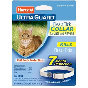 Hartz UltraGuard Flea & Tick Collar for Cats and Kittens - 7 Months Protection, Fresh Scent, Water-Resistant, Breakaway Safety Snap, White