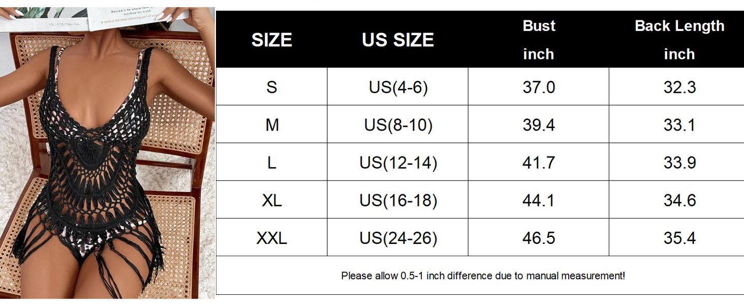 EKOUAER handcrafted knitwear Beach Swimsuit Cover Up Women Crochet Bikini Coverups Summer Pool Swimwear Tassel Dress