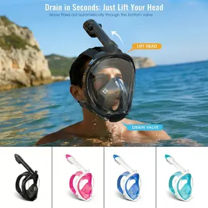 Full Face Snorkel Mask with Anti-Fog & Anti-Leak Design, 180° Panoramic View, Easy Breathing System, Dry Top Technology, GoPro Mount, Food-Grade Silicone, Adjustable Strap, Perfect for Snorkeling, Beach Travel & Pool Use