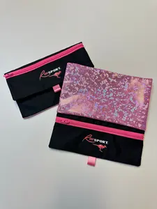 RooSportPlus Pink Sparkle   Waterproof Cellphone Carrier with Concealed Zipper Pocket & Easy Access Small Items Pocket for Runners and Travelers