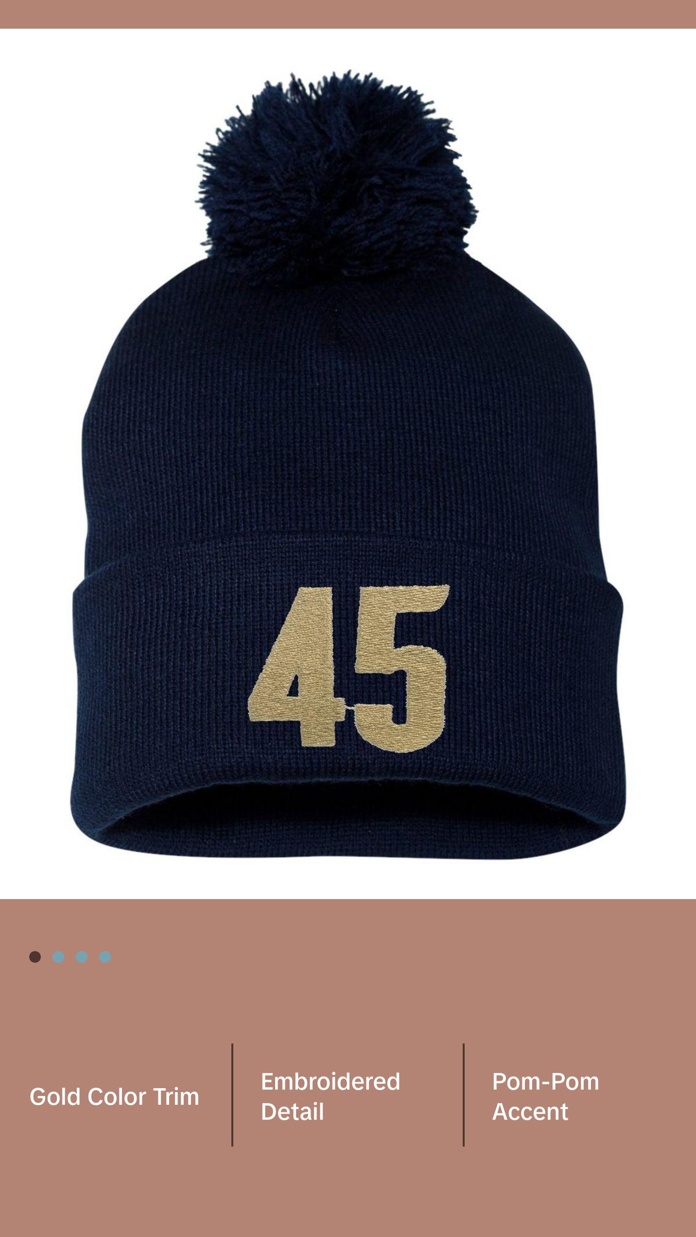 Gold 45 Trump Embroidered Knit Beanie Pom Cap