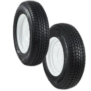 2-Pack Trailer Tires On Rim ST205/75D14 205/75/14 175/80-13, Load Range C, 6PR, 5 Lug 14 In. White Spoke Wheel, 5 On 4.5" Durable Trailer Tire Travel/Camper/Utility/Boat, Set of 2
