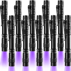 10 Pack UV Black Light Flashlight Mini 395nm Pen Light with Clip LED Handheld Blacklight Detector for Leak Pet Urine Hotel Inspection Dry Stain and Bed Bug, Large
