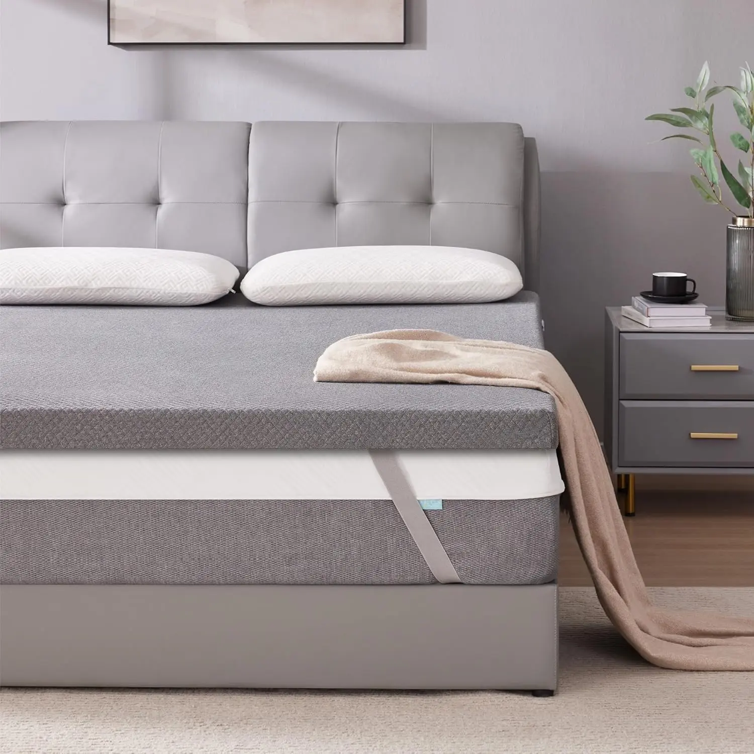 2 Inch Gel Memory Foam Mattress Topper Twin Size, Ventilated High Density Pressure Relief Bed Pad with Removable Washable Cover, CertiPUR-US Certified Cooling Mattress Topper for Back Pain