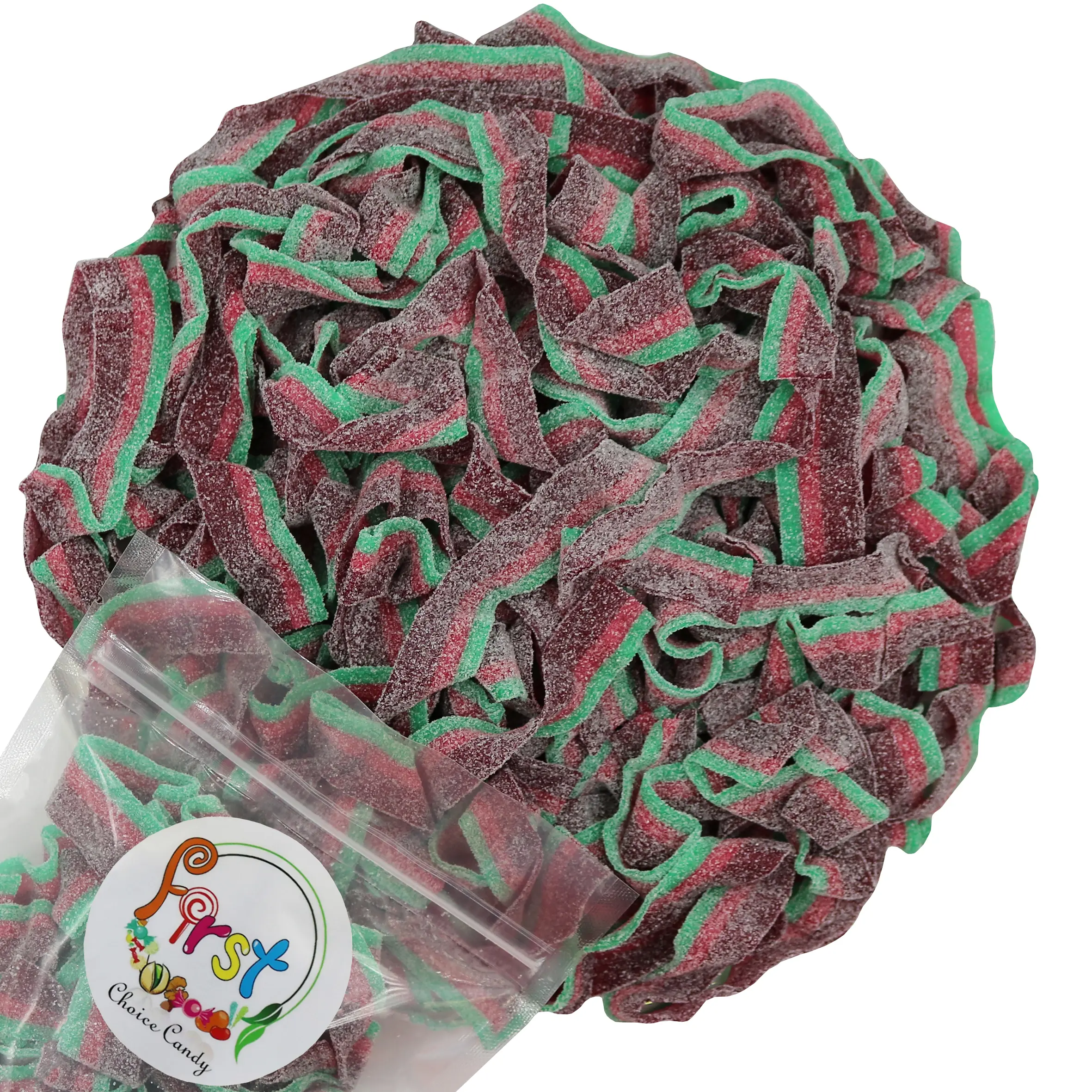 SOUR WATERMELON GUUMY CANDY BELTS 2LB BAG SOUR WATERMELON GUUMY CANDY BELTS 2LB BAG