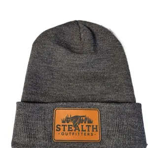 Richardson Beanie with Stealth Outfitters Duck Leather Patch - Grey Knit Winter Hat for Outdoor Enthusiasts