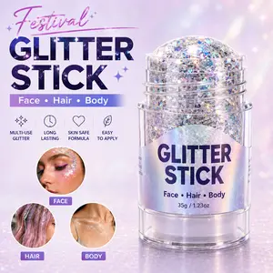 4th of July Glitter Stick – Body Painting Pomade – Party Glitter for Face and Body – Large Glitter Gel – Long Lasting Shine – Suitable for Festivals, Anniversaries, Carnivals, Disco