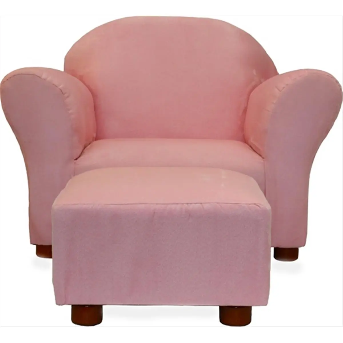 212 MAIN Round Microsuede Pink Chair with Ottoman Set, Handmade Cozy Reading Chair for Leisure & Outdoor Recreation Equipment Use, Chair Set
