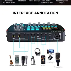M16 Professional Podcast Equipment Audio Interface Condenser Microphone with Voice Changer and Live Streaming Kit