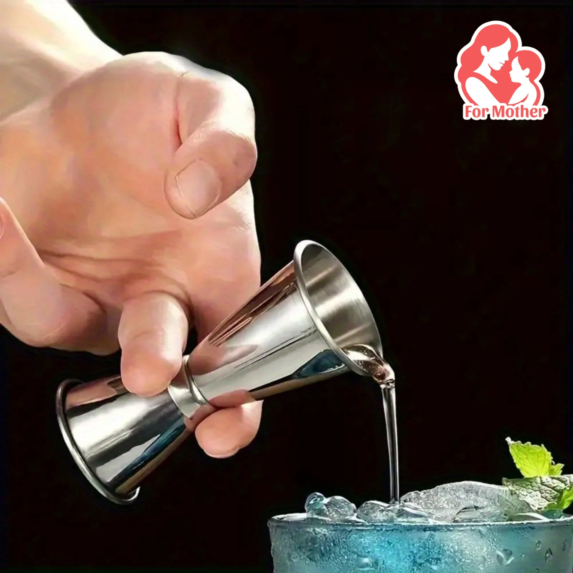 1pc Stainless Steel Roostertail Cocktail Shaker - Dual Shot Measure Cup and Jigger, Durable Bar Tool with Utensils for Home Mixology and Bartending - Ideal Mother’s Day Gift, No
