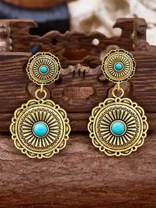 Vintage Western Cowboy Turquoise Earrings, Bohemian Turquoise Jewelry, Summer Daily Party Versatile Women's Accessory