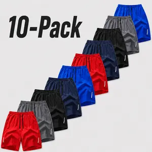10-Pack and 5-Pack Summer men's lightweight and breathable quick drying beach shorts, men's pocket shorts, breathable men's daily wear bottoms, suitable for summer swimming, multi-color tropical style, with quick drying characteristics.