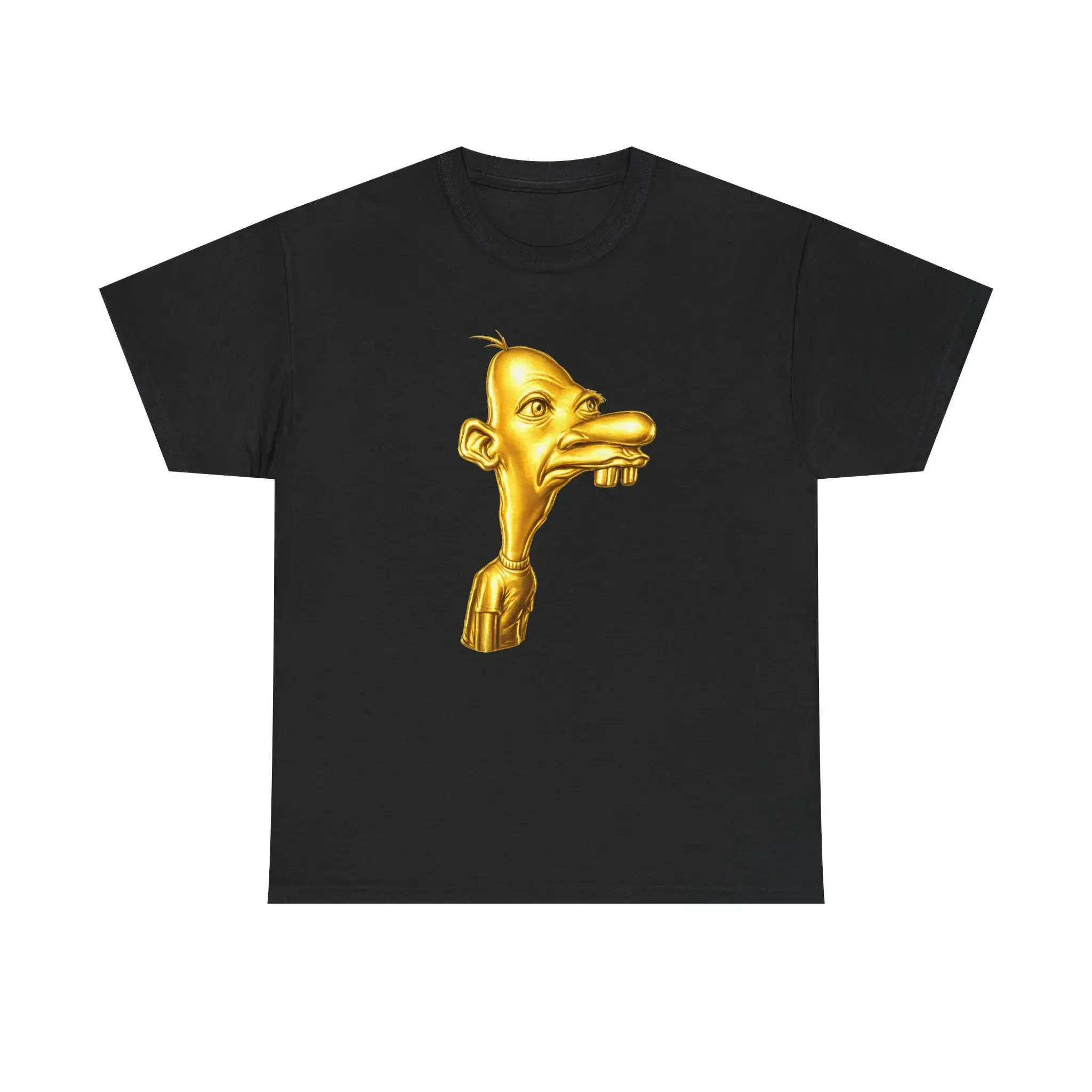 100% Cotton Golden Neegy Meme Cartoon Head Graphic T Shirt Unisex Crew Neck Short Sleeve Tee, Viral Internet Brainrot Meme Trendy Streetwear Funny Humor Casual Statement Top For Men Women