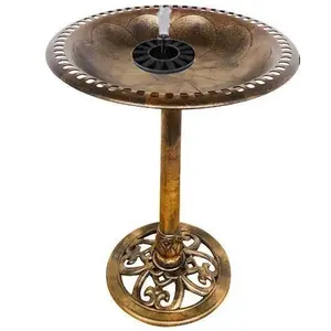 Polyresin Antique Outdoor Bronze / Green Garden Bird Bath and Solar Powered Round Pond Fountain Combo Set - Perfect for Your Garden Solar-Powered