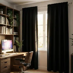 2pcs 100% Blackout Curtains with Black Coating Backing Thermal Insulated Privacy Protect Window Drapes for Bedroom and Living Room Aesthetic Solid Color Rod Pocket 2 Panels Set 52x84 Inch Modern Home Decor Blackout Window Cover