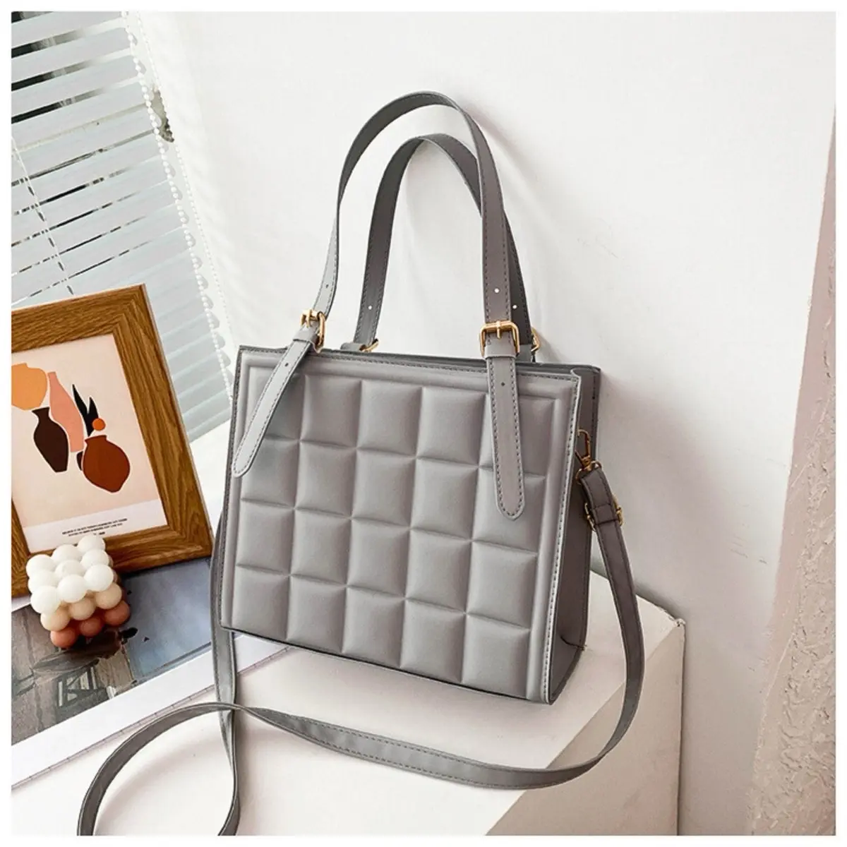 Window Pane Purse | Grey | Handbag | Multi Wear