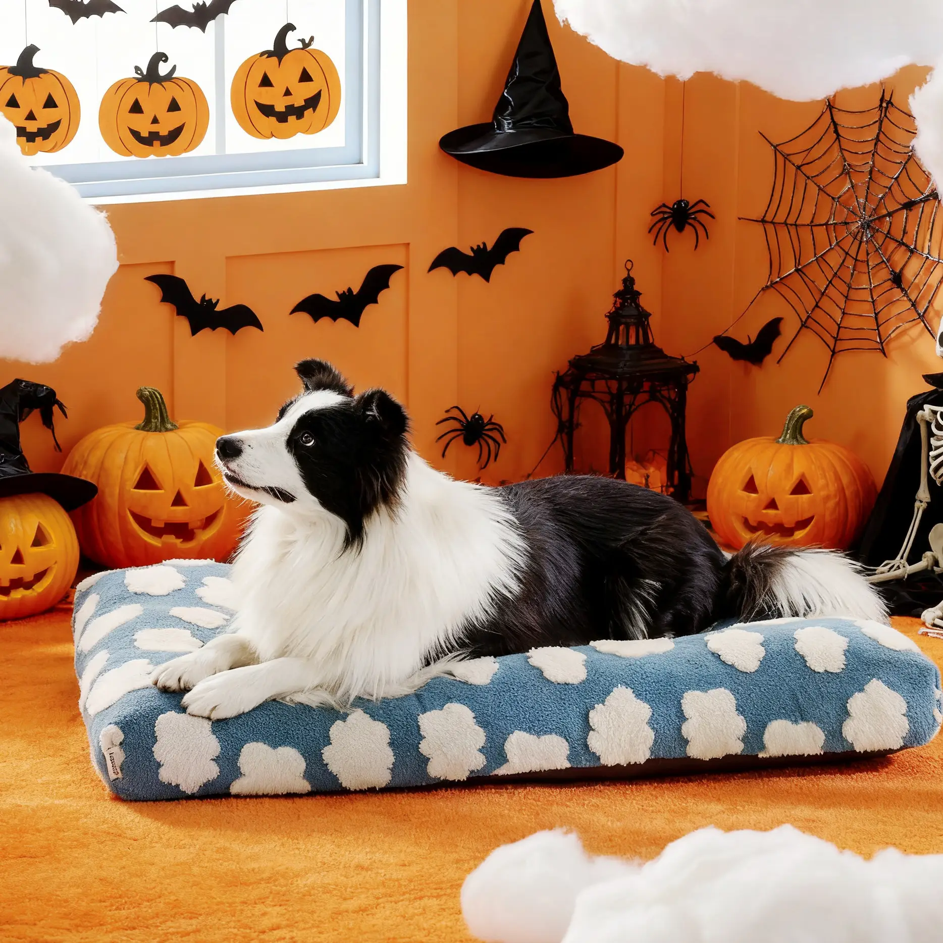 Lesure Washable Pet Mattress for Crate - Thick Shredded Chopped Foam Pet Bed with Removable Cover, Cute Modern Fuzzy Plush, Anti Slip Bottom Bedding P