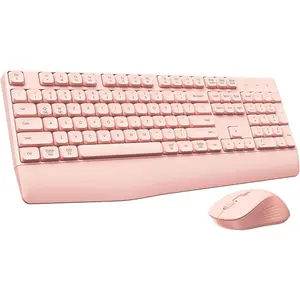 P-KBB01    Bluetooth Keyboard and Mouse, COE200 USB + Bluetooth Multi Device, Ergonomic Keyboard Mouse Set, Full-Size Wireless Combo Compatible for Mac OS/Windows PCs Computers Laptops MacBooks - Pink