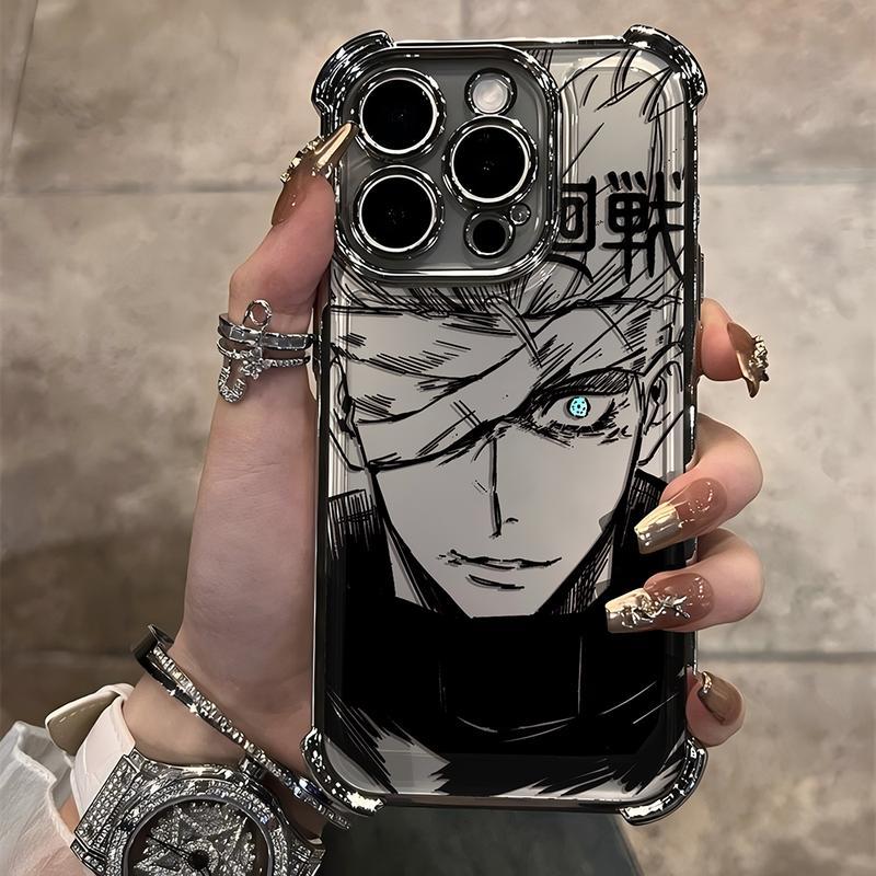 Anime Jujutsu Kaisen Gojo Satoru New Plating Case For iPhone 17 16 15 14 13 12 11 Pro Max Plus Air Shockproof Anti-Fall Armor Smartphone Cellphone Cover Protection Ddw-247Du241111303 Protective Casing Screen Protector