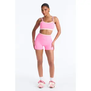 Workout Cutie Double Layered Biker Short Set - Pink